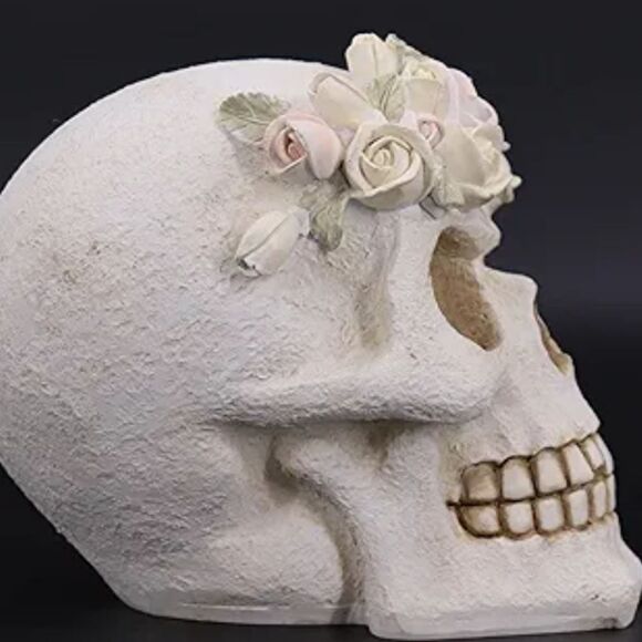 Laikearts Resin Floral Skull Accent - Picture 6 of 13